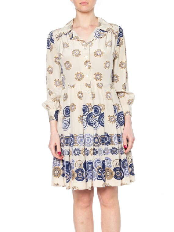 1960S Geometric Printed Silk Mod Pleated Skirt Dre