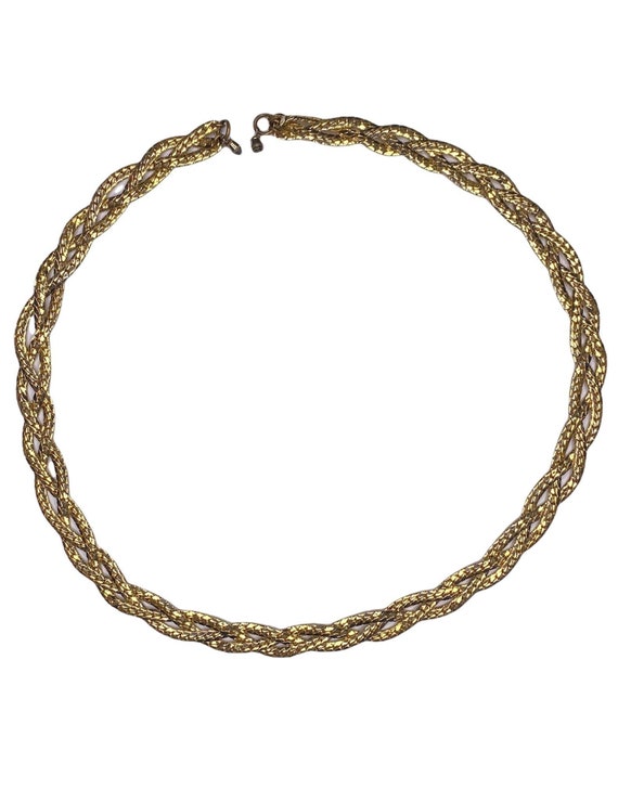 1970S Gold Chain Braided Long Necklace - image 1