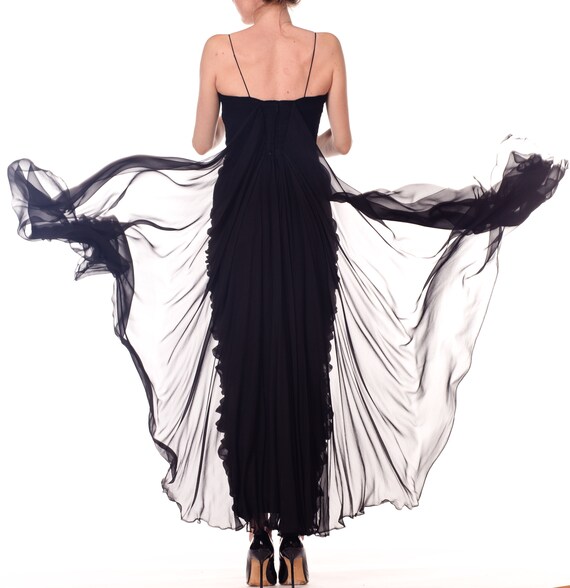 1950S BETTY LYNNE Black Silk Chiffon Demi-Couture… - image 6