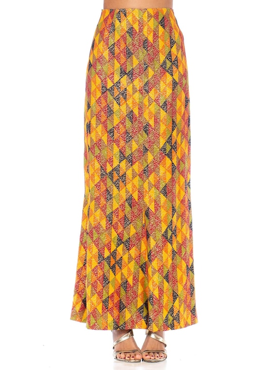 1970S Yellow, Red Multicolored Poly/Lurex Knit Lo… - image 1