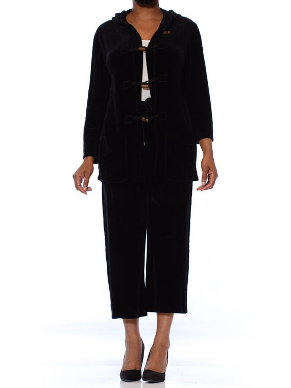 1990S SONIA RYKIEL Black Cotton / Rayon Stretch V… - image 3