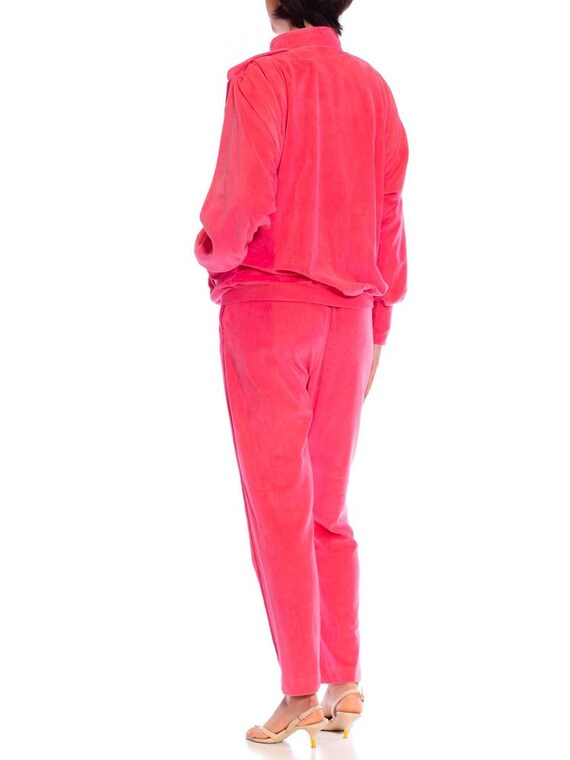1980S Pierre Cardin Hot Pink Cotton Blend Velour … - image 6