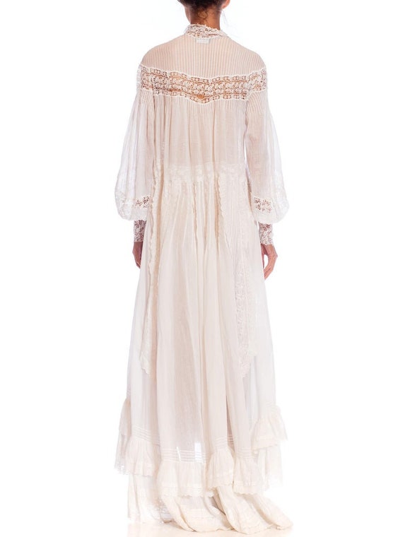 White Victorian Cotton  Lace Oversized Gown - image 4