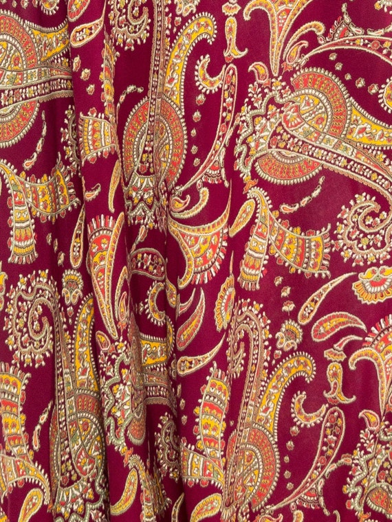 1930S Cranberry Red Paisley Rayon Backless Bias C… - image 5