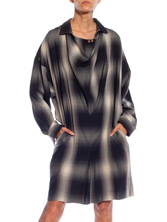 1980S ISSEY MIYAKE Black & White Plaid Oversized … - image 7