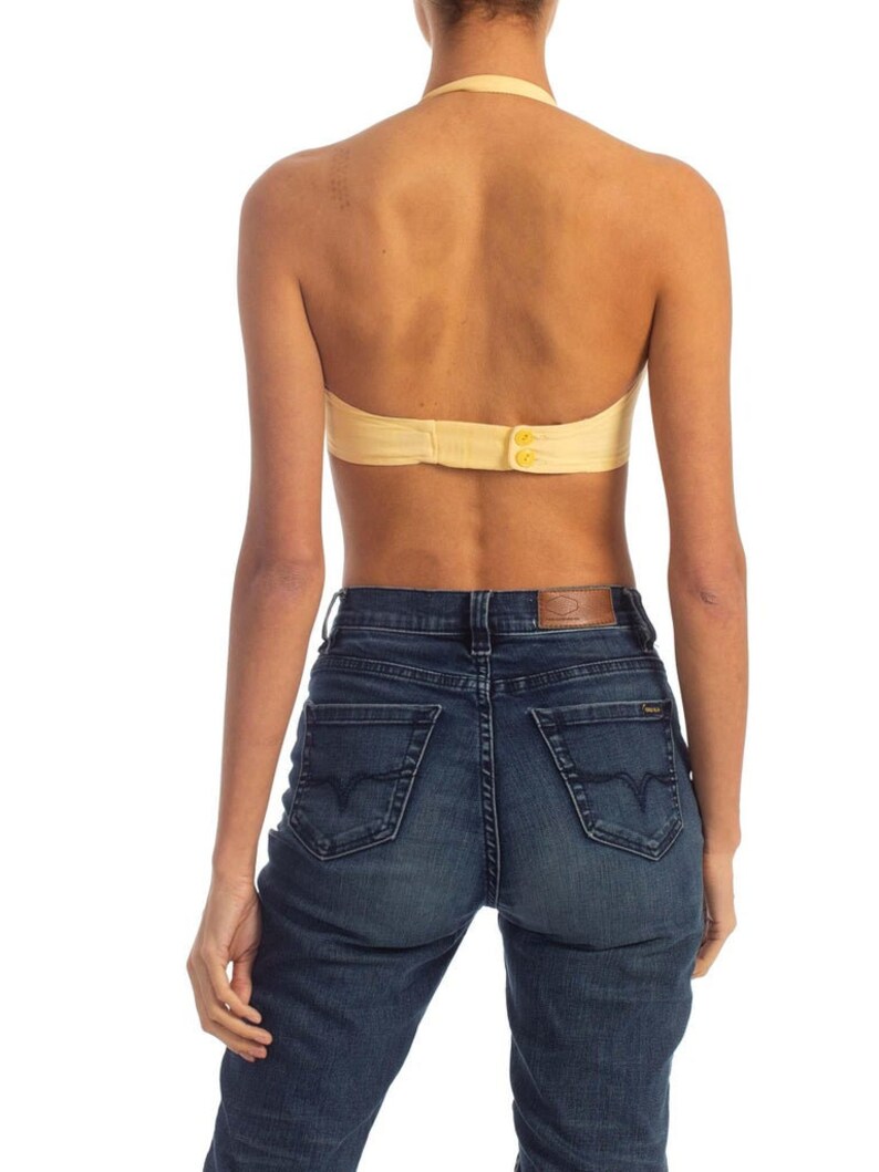 1940S Yellow Cotton Halter Bra Top