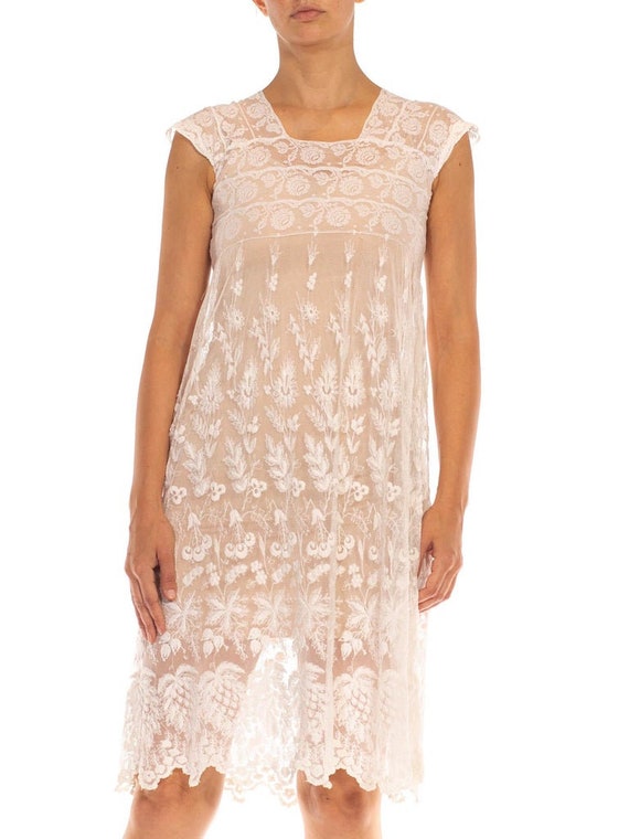 Edwardian White Lace Baby Doll Sleeveless Dress - image 4