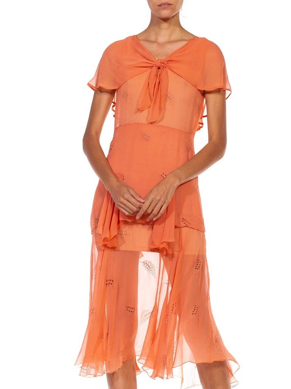 1920S Peach Silk Chiffon Lightweight Easy Summer … - image 8