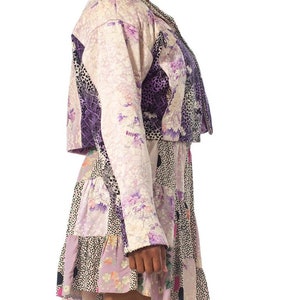 1980S Purple Printed Skirt, Top & Jacket Ensemble Made From Japanese Kimono Silk image 3