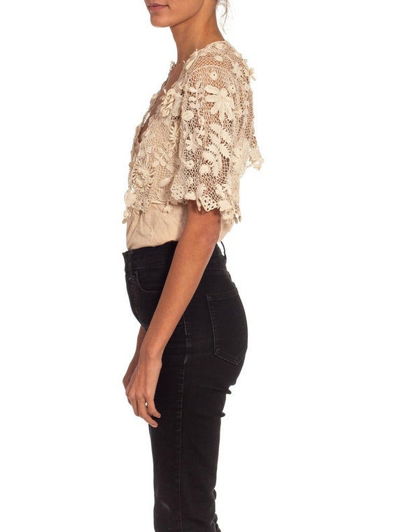 Edwardian White Lace Irish Crochet Jacket With Dr… - image 3