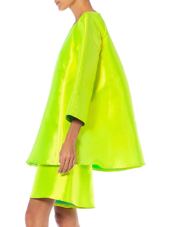 1990S Gianfranco Ferre Lime Green Silk  Poly Over… - image 2