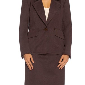 1980S Yves Saint Laurent Brown Haute Couture Wool Skirt Suit image 8