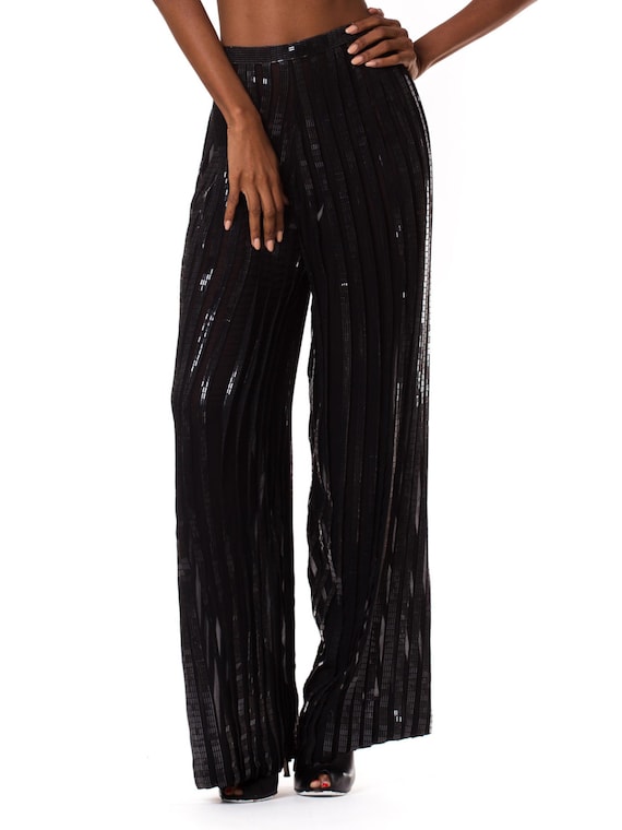 1990s Interestingly Pleated Silk Chiffon Pants