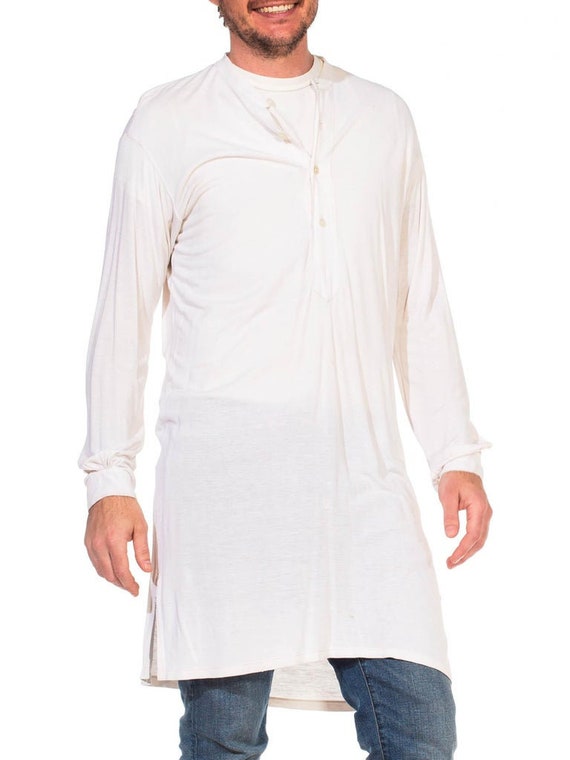 1920S Recenia White Cotton Blend Jersey Men's Col… - image 5