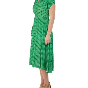 Morphew Collection Green & Blue Polka Dot Novelty Print Cold Rayon Bias Dress Master Medium image 5