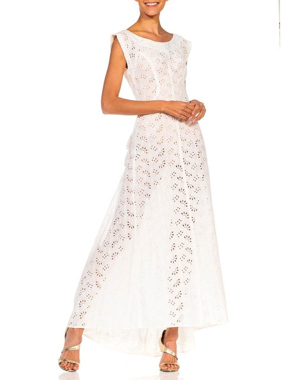 1930S White Cotton Eyelet Lace Summer Lawn Party … - image 7