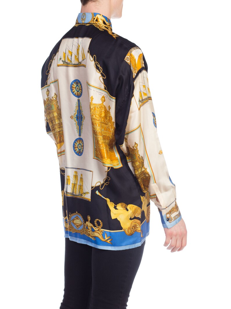 1990S GIANNI VERSACE Silk Men's 18th Century Ships Etsy