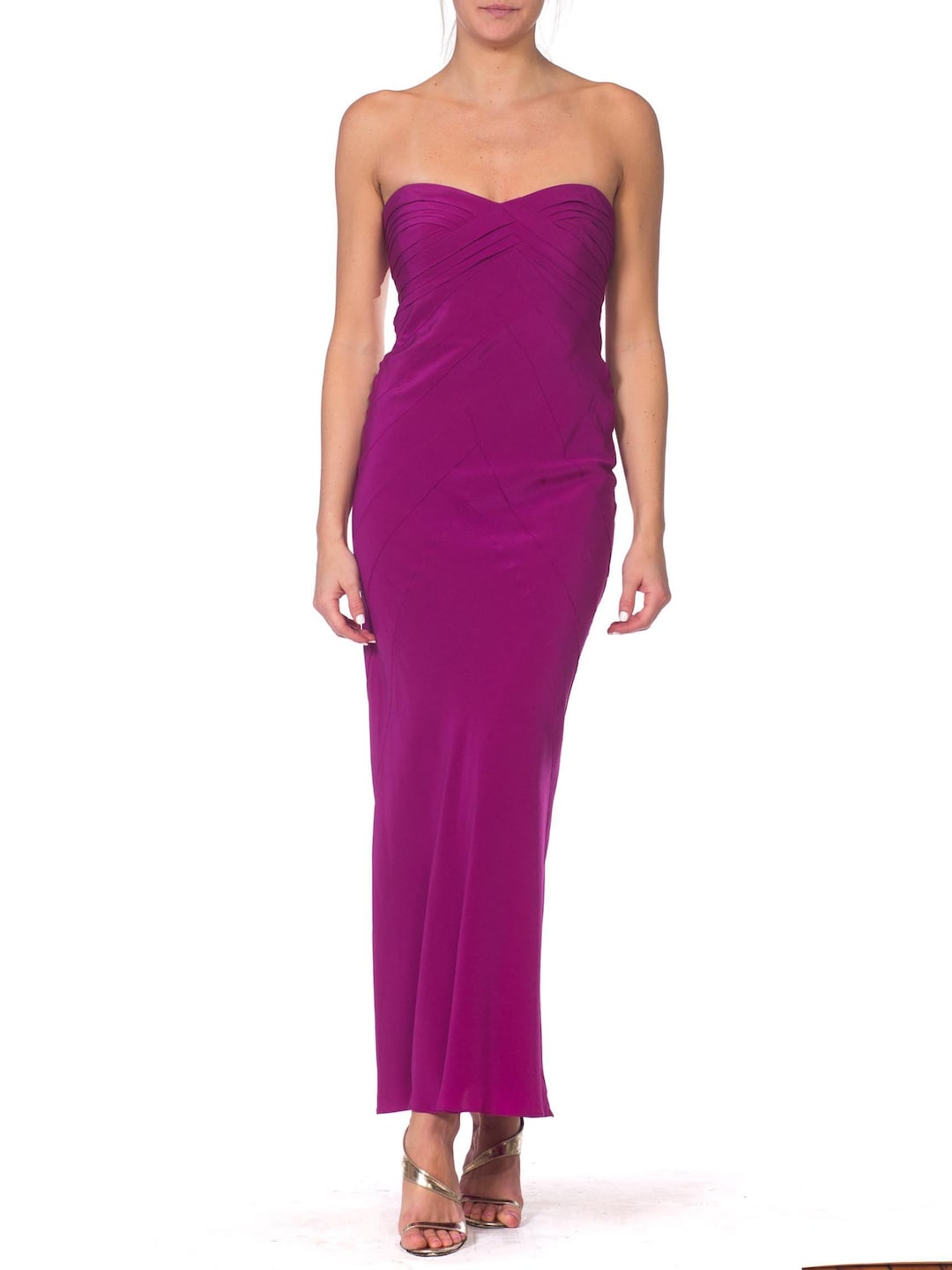 Anni 2000 DONATELLA VERSACE Magenta Viola Seta Crepe De