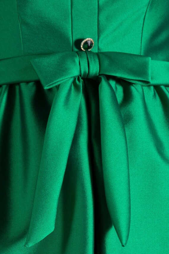 1960S Kiki Hart Emerald Green Rayon Silk Cocktail Dress