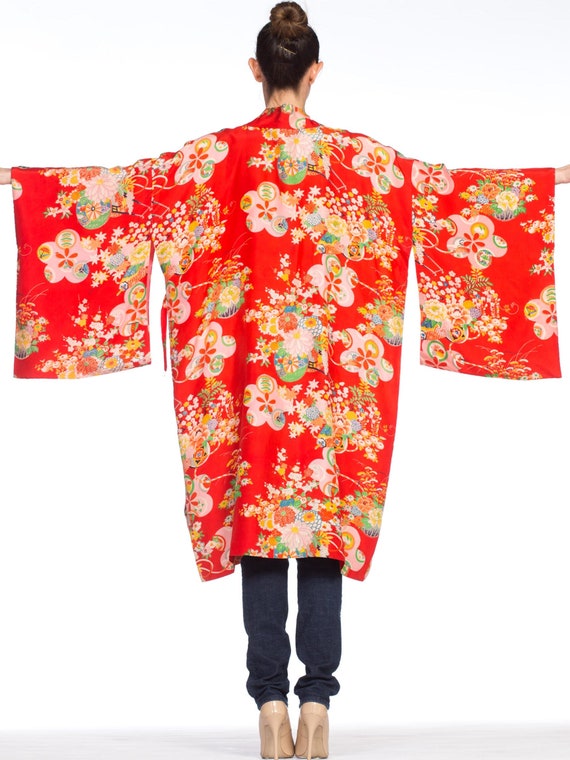 1940'S  Japanese Asian Floral Silk Kimono - image 1