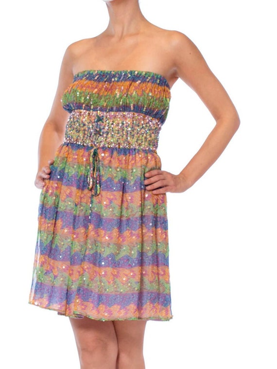 1960S VALENTINA Rainbow Psychedelic Polyester Chi… - image 8