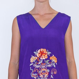 1920S Purple Hand Embroidered Silk 3-Piece Chinese Lounge Pajamas image 9