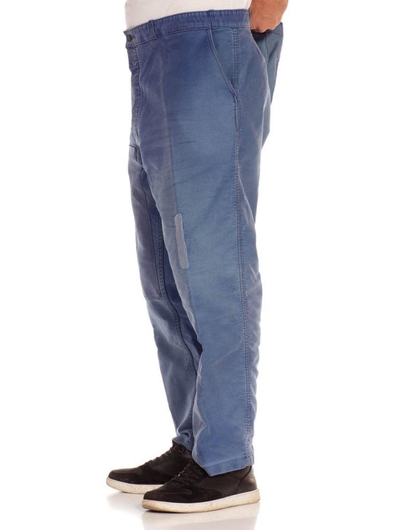 1940S Indigo Blue Cotton French Workwear Pants - image 5