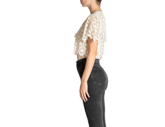 1960S Off White Cotton Lace Crop Top - image 2