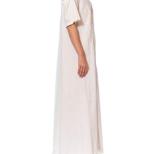 Victorian Off White Hand Embroidered Organic Linen Short Sleeve Nightgown Duster Dress image 10