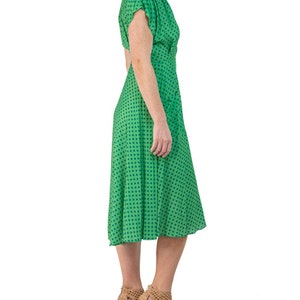 Morphew Collection Green & Blue Polka Dot Novelty Print Cold Rayon Bias Dress Master Medium image 3