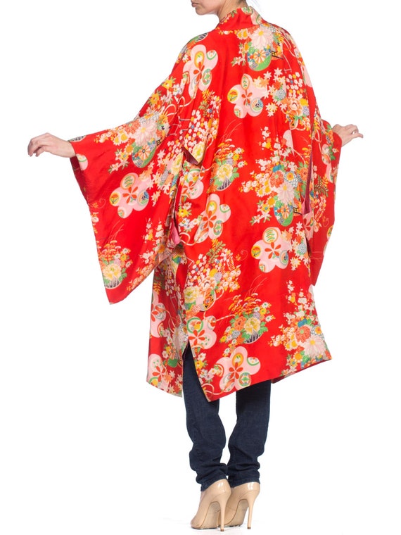 1940'S  Japanese Asian Floral Silk Kimono - image 8