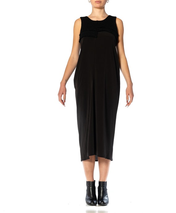 1990S MICHIKO Y’S Black Wool & Rayon Dress With S… - image 2