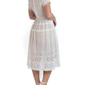 Edwardian White Organic Cotton Lawn Embroidered Lace Summer Tea Dress image 3