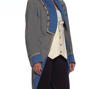 1920S Grey Blue Wool 18Th Century Style Military Frock Coat image 6