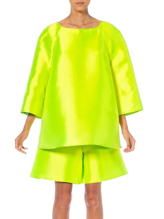 1990S Gianfranco Ferre Lime Green Silk  Poly Overs