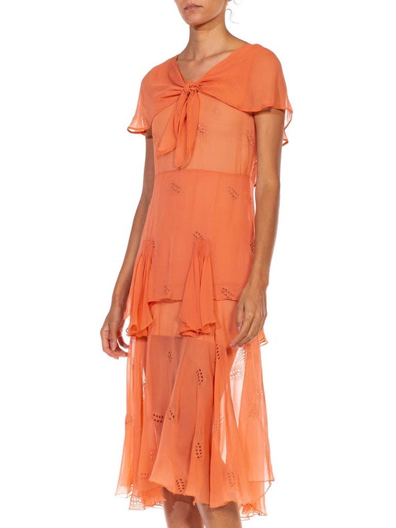 1920S Peach Silk Chiffon Lightweight Easy Summer … - image 4