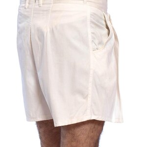 1980'S White Cotton Twill High Waisted Pleated Shorts image 5