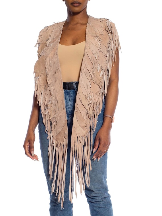 MORPHEW COLLECTION Sand Piper Suede Fringe Feathe… - image 1