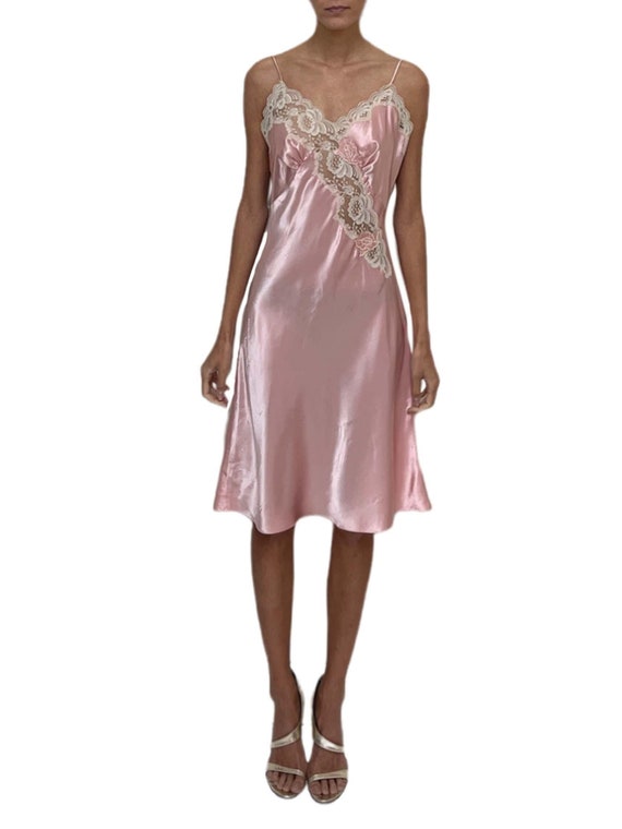 1970S Pink Polyester  Lace Slip - image 1