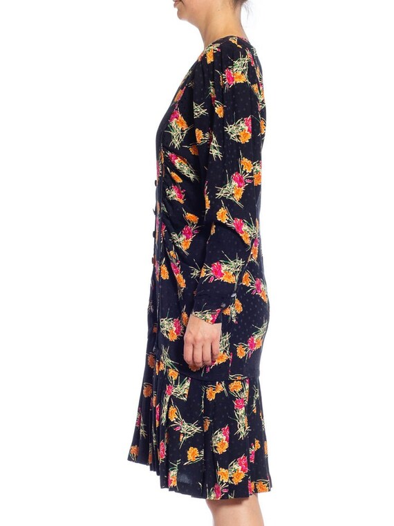 1980S EMANUEL UNGARO Black, Pink & Orange Floral … - image 2