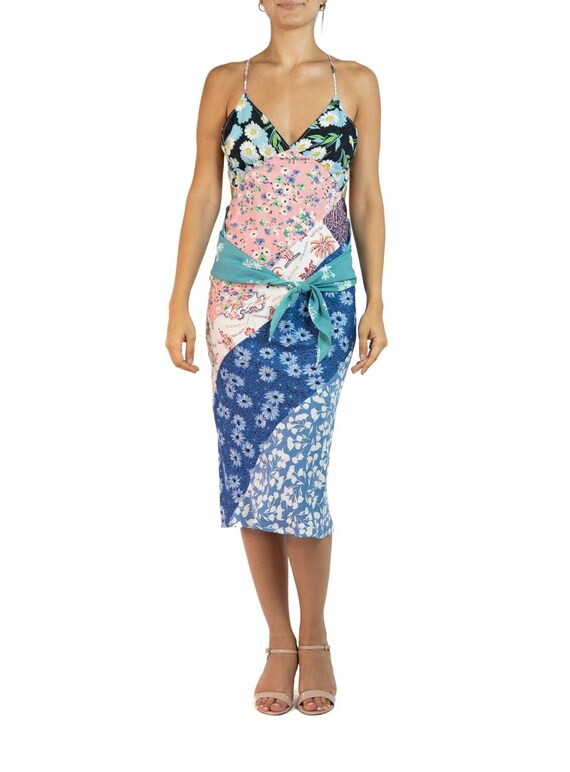 Morphew Collection Blue, Yellow  Pink Rayon Sagittarius Dress
