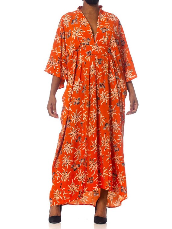 MORPHEW COLLECTION Orange Floral Silk Kaftan Made
