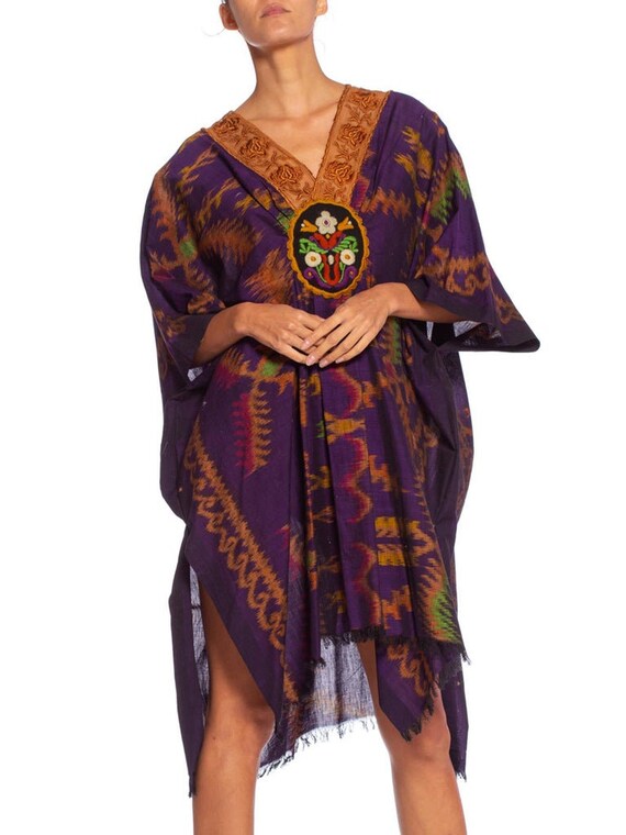 MORPHEW COLLECTION Purple & Brown Silk Ikat Kafta… - image 3