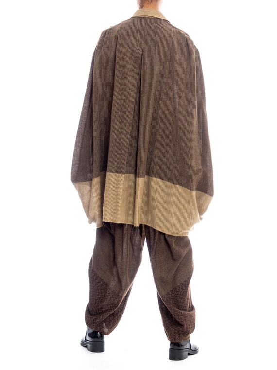 1980S ISSEY MIYAKE Tan & Brown Wool Blend Oversiz… - image 3