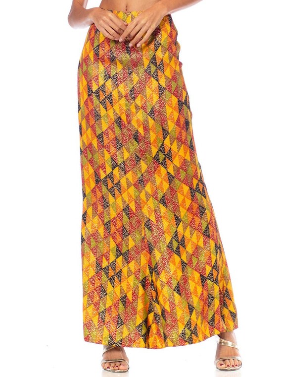 1970S Yellow, Red Multicolored Poly/Lurex Knit Lo… - image 6