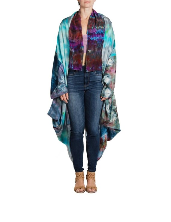 Morphew Collection Purple & Aqua Silk Ice Dyed Cocoon