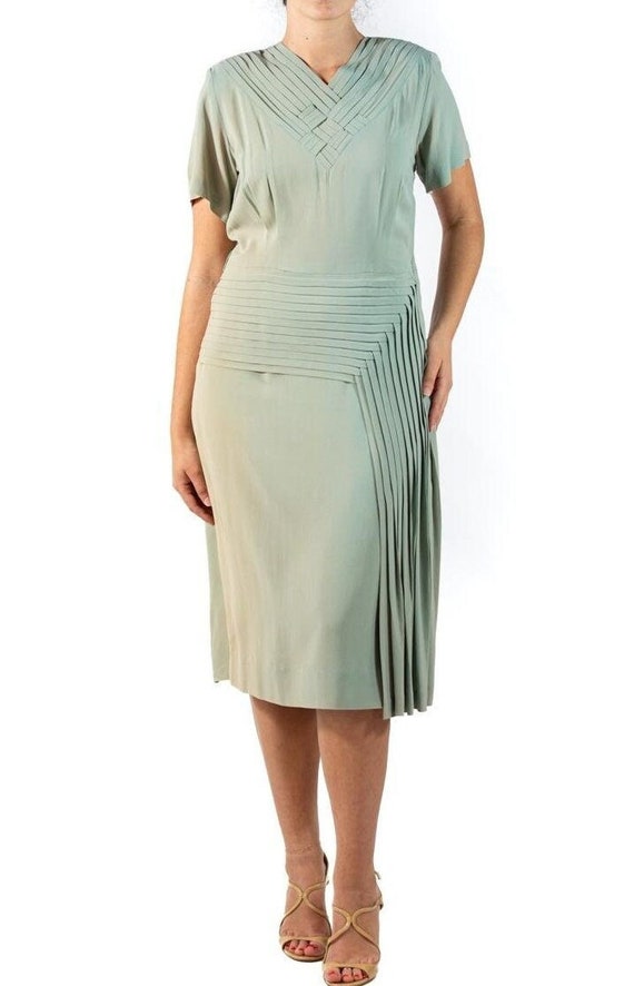 1940S Oyster Grey Rayon Crepe Dress