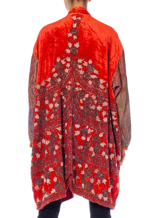 1920S Red Silk Velvet Beaded Opera Coat From Paris - image 9