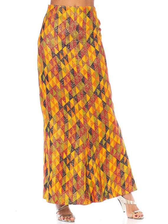 1970S Yellow, Red Multicolored Poly/Lurex Knit Lo… - image 10