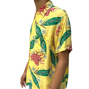 1940S Blocks Yellow Tropical Rayon Silk Crabs Shirt image 4